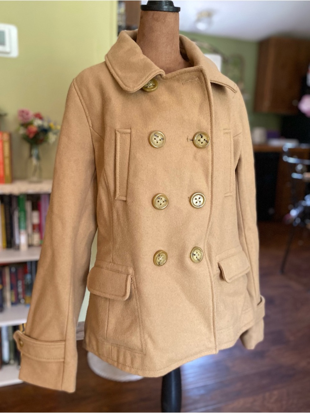American Eagle tan wool peacoat